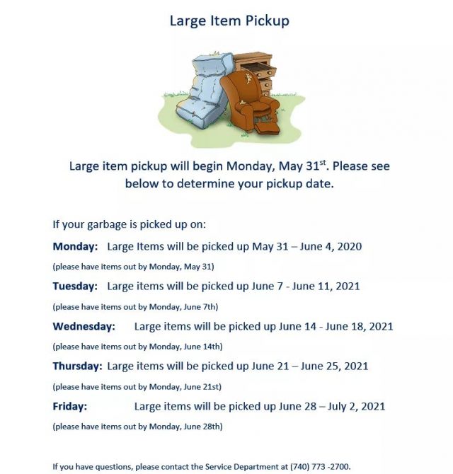 Chillicothe OH Large Item Pickup and Community Yard Sale Dates