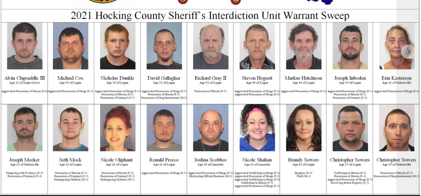Hocking County Arrests Over a Dozen in Drug Sweep on Wednesday - Scioto